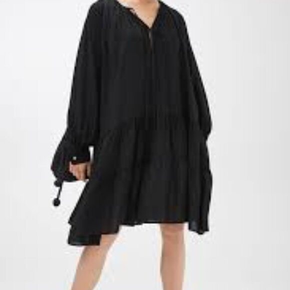 Arket Black Ruffled Crêpe Dress Size Small - Picture 1 of 12